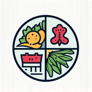 Icono de planes de alimentación a medida, mostrando un plato balanceado con diferentes alimentos y un calendario.